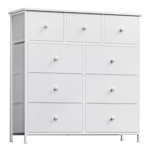 Wowlive 9 Dresser, Chest Of Drawers With Wide 39", Easy-pull Fabric & Wood Dressers With Top