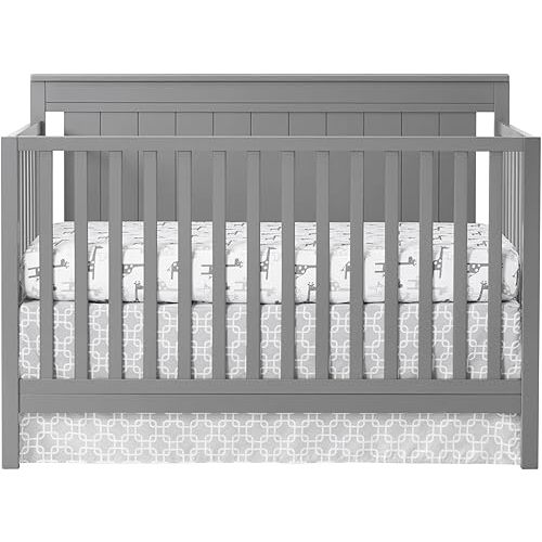 Oxford Baby Lazio 4-in-1 Convertible Crib, Dove Gray, GreenGuard Gold Certified
