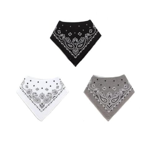 LNGLAT 3-Pack Baby Bandana Drool Bibs for Boys and Girls with Adjustable Snaps, Organic Cotton Soft and Absorbent Toddler Baby Paisley Pattern Bibs for Drooling and Teething - Color 2
