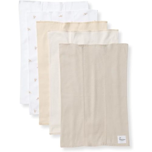 Burt's Bees Baby Burp Cloths, 100% Organic Cotton Extra Absorbent Soft Fabric, Large Drool Cloths 17 x 11.75 in, 5-Pack