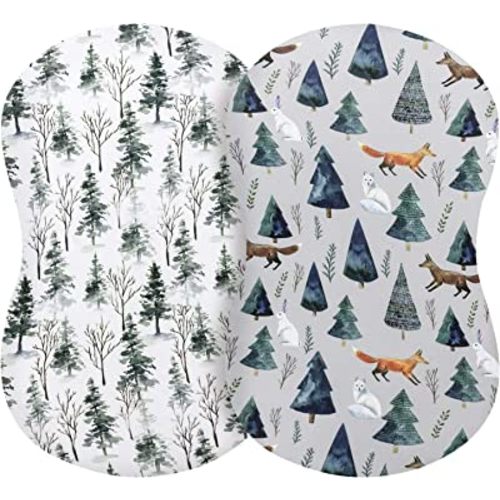Pobi Baby - 2 Pack Premium Bassinet Sheets for Standard Bassinets - Ultra-Soft Cotton Blend, Stylish Animal Woodland Pattern (Magical)