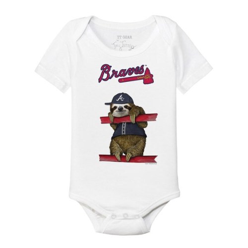 Infant Atlanta Braves Tiny Turnip White Sloth Bodysuit