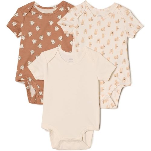 Amazon Essentials x Sofia Grainge Unisex Babies' Short Sleeve Crewneck Bodysuit, Pack of 3