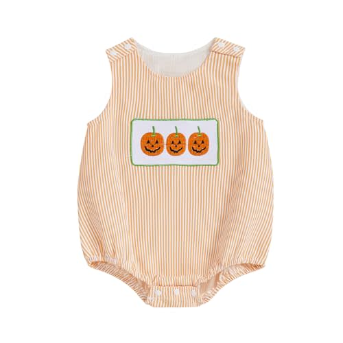 Ayalinggo Newborn Baby Girl Boy Summer Clothes Sleeveless Bubble Romper Jumpsuit Top Infant Happy First Halloween Outfit