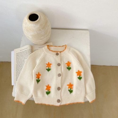 Orange Bloom Knitted Cardigan – Teeny Mini Me