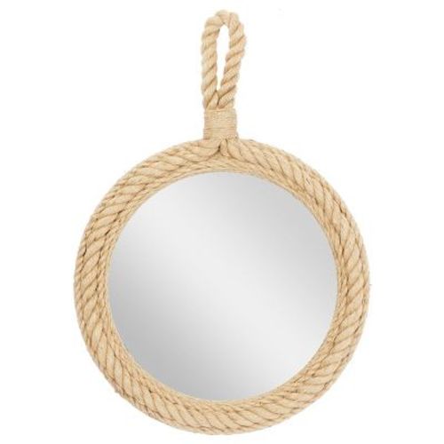 Glass Wall Mirror With Rope Accents Brown - Olivia & May: Nautical, No Assembly Required