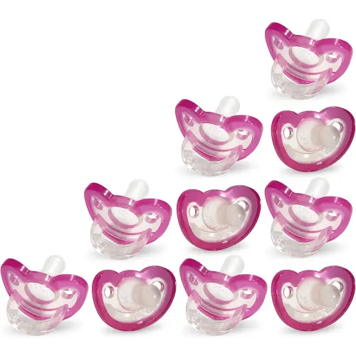 RaZbaby Jollypop Pacifier for Newborns & Up, USA Made, Natural Shaped Orthodontic Binky, Lovingly Shared in NICUs & Hospitals Worldwide, Medical-Grade 100% BPA-Free - 0-3 Months, 10 Pack - Pink