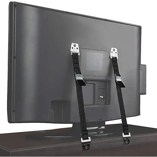 TV and Furniture Anti Tip Straps,Metal Heavy Duty TV Straps Child Safety,Adjustable Safety Furniture Wall Anchors for Baby Proofing Flat Screen TV,Dresser,Bookcase,Cabinets,No Plastic Parts,Pack of 2