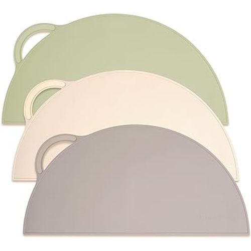 Upward Baby Silicone Suction Mat - Set of 3 Non Slip Silicone Mat - Baby Led Weaning - Kids Placemat for Dining Table High Chair - Toddler Feeding Supplies for Eating - Baby Placemats for Restaurants