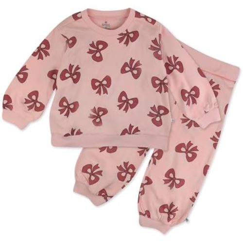 HonestBaby Unisex-baby 2-Pack Crewneck Sweatshirt and Sweatpant Set 100% Organic Cotton for Toddler, Baby Boys, Girls