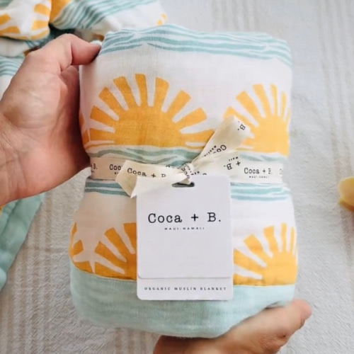 Sun + Wave Sand Trim – Limited Release Organic Baby Blanket | Coca + B – Coca + B.