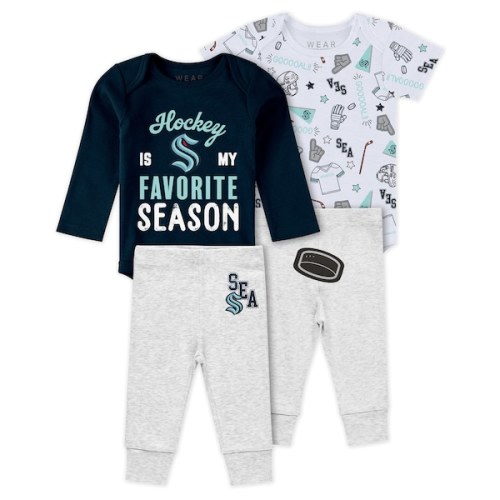 Newborn & Infant Seattle Kraken WEAR by Erin Andrews Turn Me Around Bodysuits & Pants 3-Piece Set