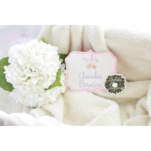 Monogrammed Baby Girl Name Bassinet Tag, Newborn Name Announcement