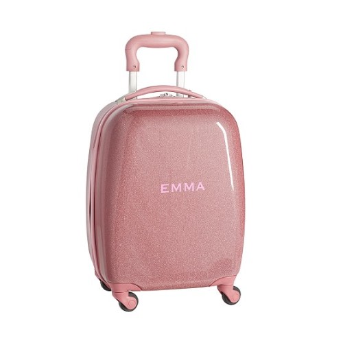 Pink Sparkle Glitter Hard Sided Kids Suitcase | Pottery Barn Kids