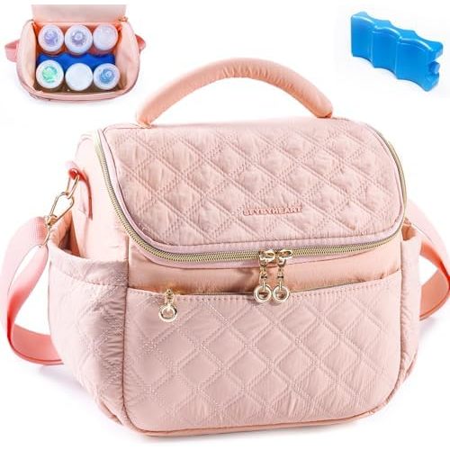 SFYBYHEART Stylish Breastmilk Cooler Travel Bag with Ice Pack for 6 Baby Bottles Up to 9 Ounce - Insulated Bottle bag for Daycare - Breastmilk Storage Bag - Baby Bottle Cooler Bag - Bottle Holder