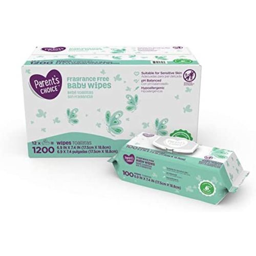 Parent's Choice Unscented Baby Wipes, 12 Packs of 100 (1200 Count)
