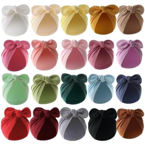 QandSweet Baby Girl Hat Infant Cotton Hats Knotted Rabbit Ear 0-12 Months