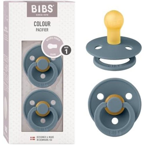 Bibs Pacifiers Color Collection, Set of 2 BPA-Free Latex Pacifiers Made in Europe, Round Nipple Baby Pacifier.