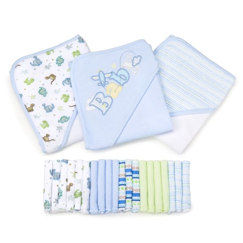 Spasilk 23-Piece Newborn Bath Gift Set, Hooded Towels & Washcloths, Blue
