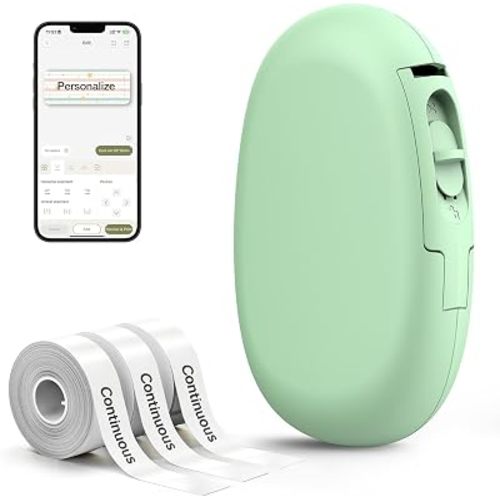 SUPVAN E10 Bluetooth Label Maker Machine with 3 Tapes, Green Bundle