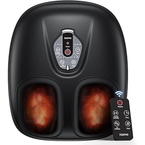 RENPHO Foot Massager Machine with Heat [2025 Upgraded], FSA HSA Eligible Foot Massager, Valentines Day Gifts for Women Men Mom, 3 Heat Levels, Wireless Control Shiatsu Foot Massager, True Foot Massage