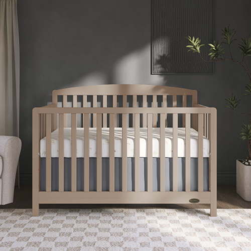 Dream On Me Odelle 5-in-1 Convertible Crib, Converts from Baby Crib to Toddler Bed, Day Bed, Kids Bed and Full Size Bed, Three Adjustable Mattress Height Positions, Almond Butter