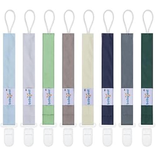 Babygoal Pacifier Clips 8 Pack, Pacifier Holder Clips for Baby Boys and Girls Fits for Most Pacifier, Binkie Styles & Baby Teethers & Toys and Gift-Neutral Color 8PS41
