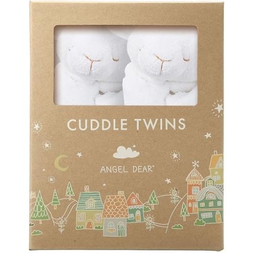 Angel Dear - White Lamb, Cuddle Twins Blankie Set