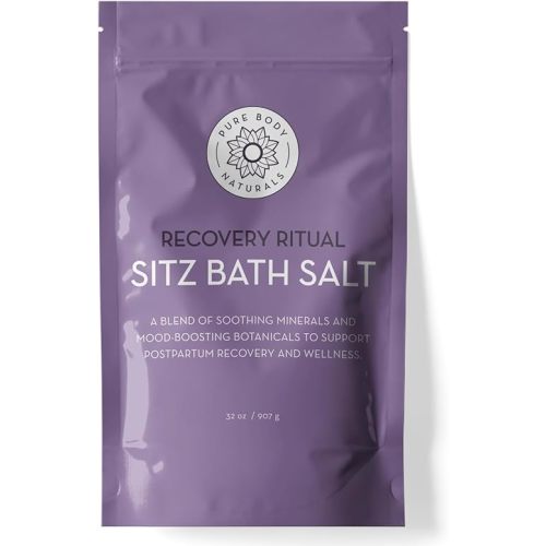 Pure Body Naturals Sitz Bath Salt – Postpartum Care and Hemorrhoid Treatment – Natural Soak for Self Care and Hemmoroid Treatment - Post Partum Essentials, 32 Oz
