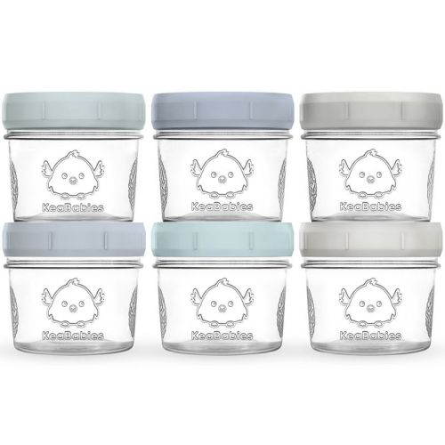 6pk Prep Baby Food Storage Containers, 4 Oz Leak-proof, Bpa Free Glass Baby Food Jars For Feeding (slate)