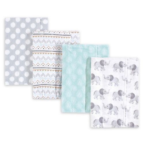 Hudson Baby 4-Pack Elephant Burp Cloth Set in Grey