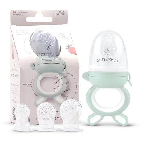 Forage Feeder, Soothing Silicone Frozen Baby Food Teething Toy, Pacifier Fruit Feeder and Teether, BPA, PVC and Phthalate Free - Fern