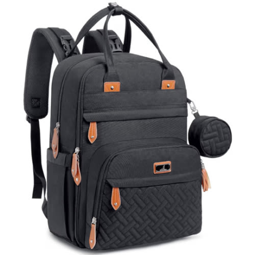BabbleRoo Diaper Bag Backpack - Baby Essentials Travel Tote - Multi Function Waterproof Diaper Bag, Travel Essentials Baby Bag with Changing Pad, Stroller Straps & Pacifier Case - Unisex, Black