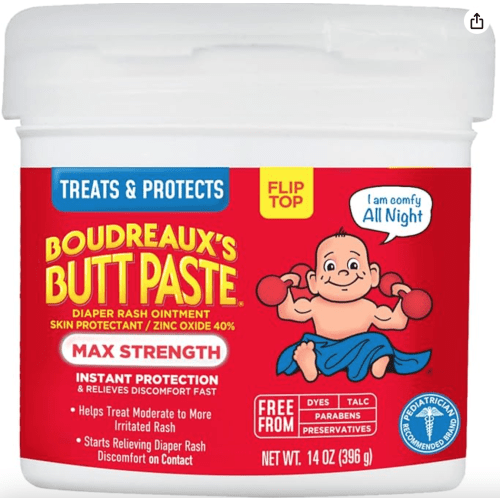 Boudreaux's Butt Paste Maximum Strength Diaper Rash Cream, Ointment for Baby, 14 oz Flip-Top Jar