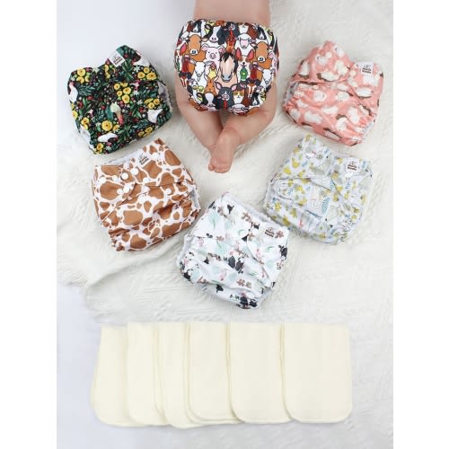 POCKET DIAPER 3.0 WITH INSERTS - 6 PACK(The Farm Story)