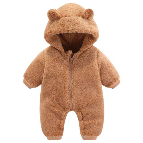 XYIJANI Clearance Baby Boy Clothes 3-6 Months Baby Girls Boys Winter Clothes Snowsuit Teddy Bear Onesie Outfit Newborn Fleece Jumpsuit Romper Coat Hooded Suit Ropa De Bebe Niña (Brown,73)