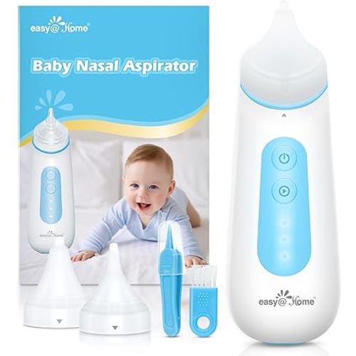 Easy@Home Nasal Aspirator for Baby: USB Rechargeable Electric Nose Suction, Gentle Effective Nose Sucker with 3 Levels of Adjustable Suction LED Night Light ENA102