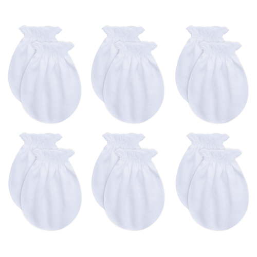 RATIVE Newborn Baby Cotton Gloves Sleep Sleeping No Scratch Mittens Mitts Set for 0-6 Months Unisex Neutral Boys Girls (6 pairs/white)