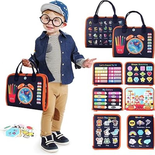 Toddler Busy Board Montessori Toys: for Toddlers 1-3 Year Old Educational Activity Book Sensory Board Travel Toy Ages 2-4 3-5 Learning Fine Motor Skills Preschool Quiet Book Gift for Boys Girls Kids