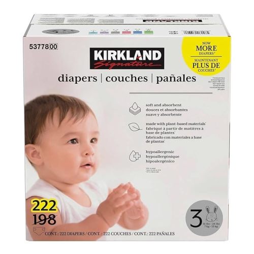 Kirkland Signature Diapers, Size 3 (16-28 Pounds), 222 Count