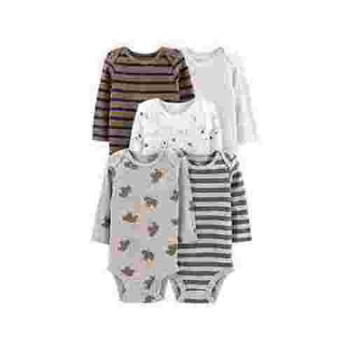 Simple Joys by Carter's Baby Boys' 5-Pack Long-Sleeve Bodysuit, Sailboat/Blue Stripe/Orange/Gray, 3-6 Months