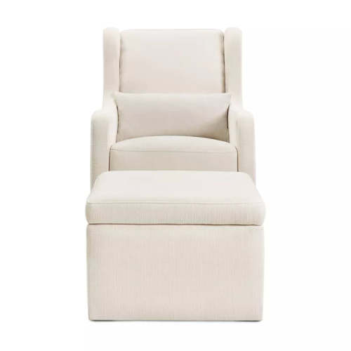 Adrian Swivel Glider with Storage Ottoman - Performance Cream