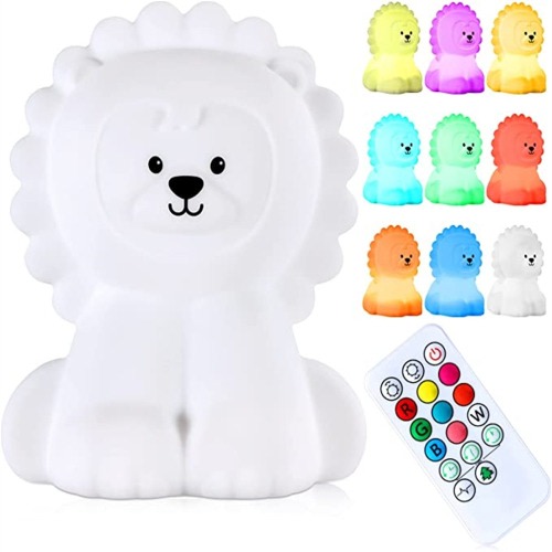 Kawaii Lion Night Light Silicone Nursery Lamp for Kids