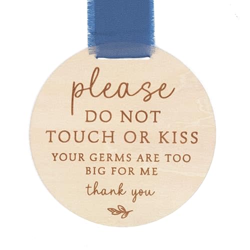 Please Do Not Touch or Kiss Baby Sign, Please Do Not Touch Baby Wooden Sign (Blue)