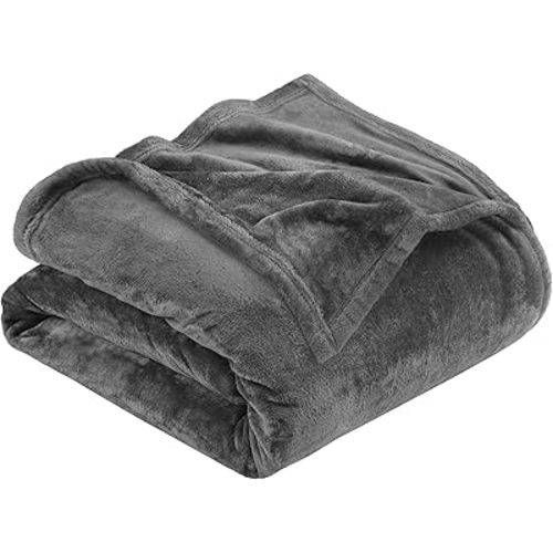 Utopia Bedding 300GSM Fleece Queen Size Bed Blanket [Grey, 90x90 Inch] with Anti-Static Microfiber Lightweight Fuzzy Soft Cozy Blanket for Bed, Couch and Sofa - Suitable for All Seasons