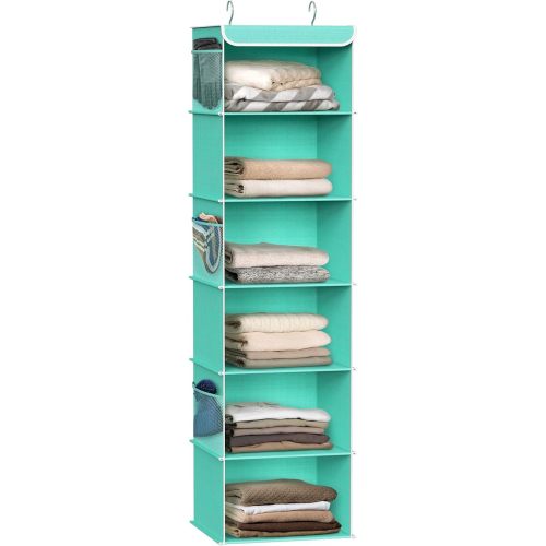 Simple Houseware 6 Shelf Hanging Closet Organizer, Turquoise