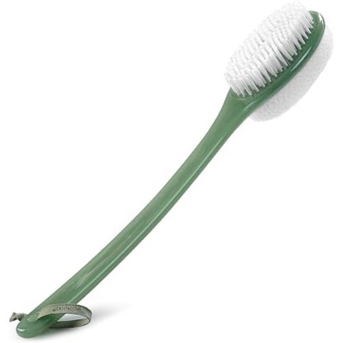 EcoTools Sea Gems Bath Bristle Brush, Dual-Sided Shower Brush for Cleansing & Exfoliating with Long Handle for Cleaning Back, Low-Waste Design, Vegan & Cruelty-Free, 1 Count