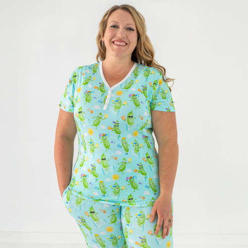 Pickle Power Women's Short Sleeve Pajama Top - Little Sleepies