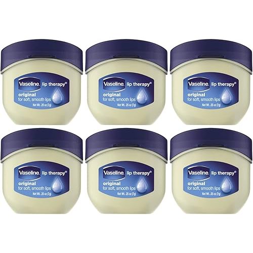 Vaseline Lip Therapy 6-Pack – Mini Lip Balm, Travel-Size Petroleum Jelly Moisturizer for Dry Lips, 0.25 Oz Each