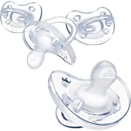 Chicco PhysioForma® 100% Soft Silicone One Piece Pacifier for Babies 0-6m, Clear, Orthodontic Nipple, BPA-Free, 4-Count with Sterilizing Case,4 Count (Pack of 1)